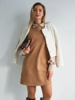 Платье сарафан офисное замшевое А силуэт с лампасами