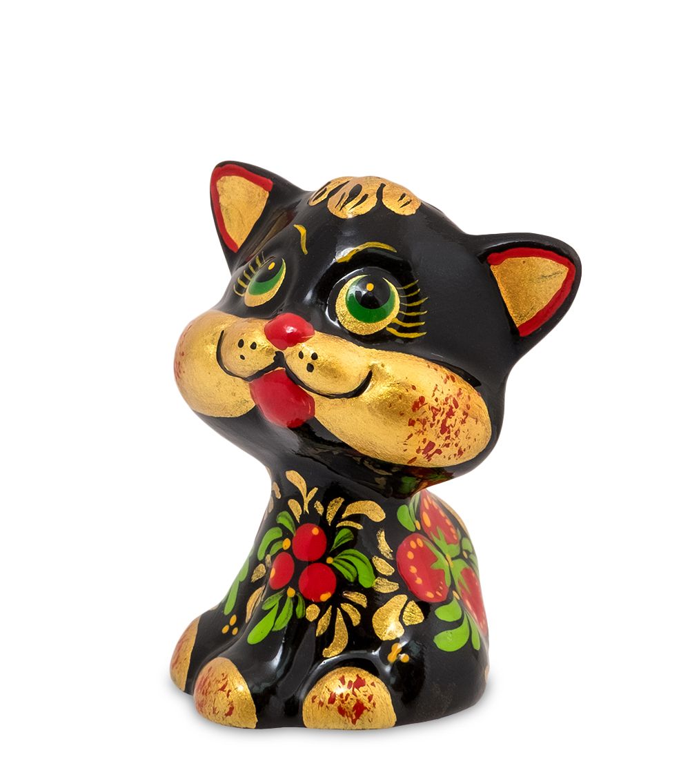 ГЛ- 972 Фигурка «Кот-голова» хохлома (Гжельский фарфор)