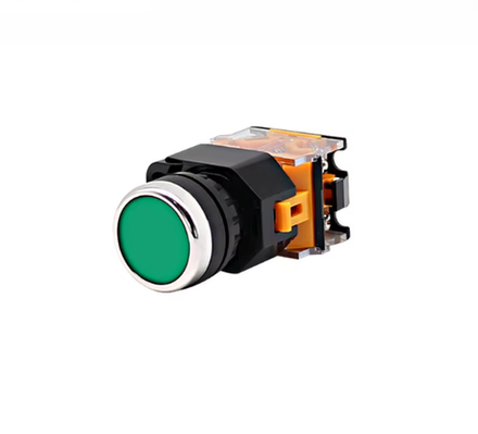 Кнопка без подсветки зеленая с самоблокировкой LA38-11T