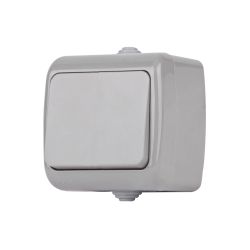 Выключатель Intro Atlantic 5-102-03 с подсветкой, 10А-250В, IP54, открытой установки, серый | Intro