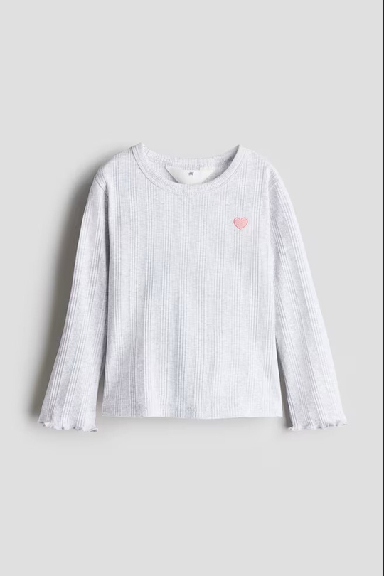 H&M Трикотажный топ, светло-серый