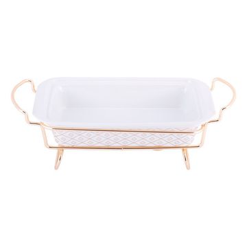 Мармит керамический 1,3 л. с позолотой Kamille KM-6416 прямоугольный 30,5х19х6 см.