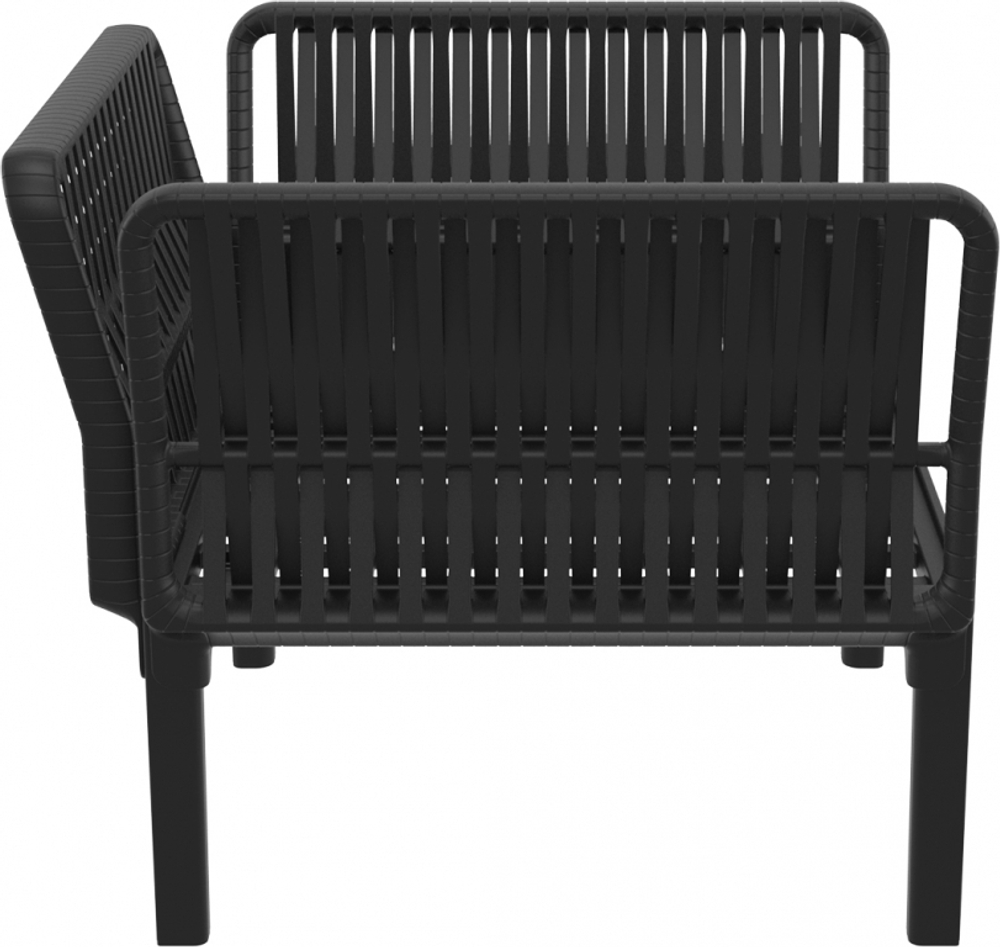 Кресло пластиковое с подушками Siesta Contract Portofino Lounge, черный, темно-серый