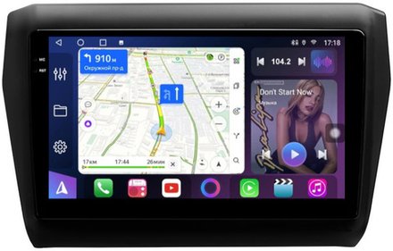 Магнитола для Suzuki Swift 5 2016-2023 (рамка матовая) - FarCar 179-2M монитор 9.5" QLED на Android 14, TS18, CarPlay, 4G SIM-слот
