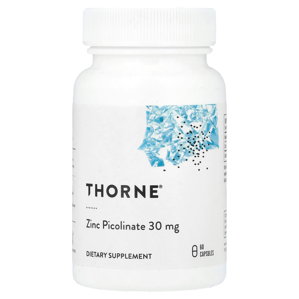 Thorne, Пиколинат Цинка с Удвоенной Эффективностью, 60 Растительных капсул