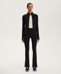 OYSHO Теплые расклешенные брюки с высокой посадкой и карманами, черный