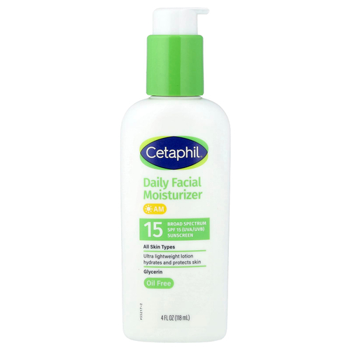 Cetaphil, Ежедневное увлажняющее средство для лица с солнцезащитным кремом, SPF 15, без отдушек, 118 мл (4 жидк. Унции)