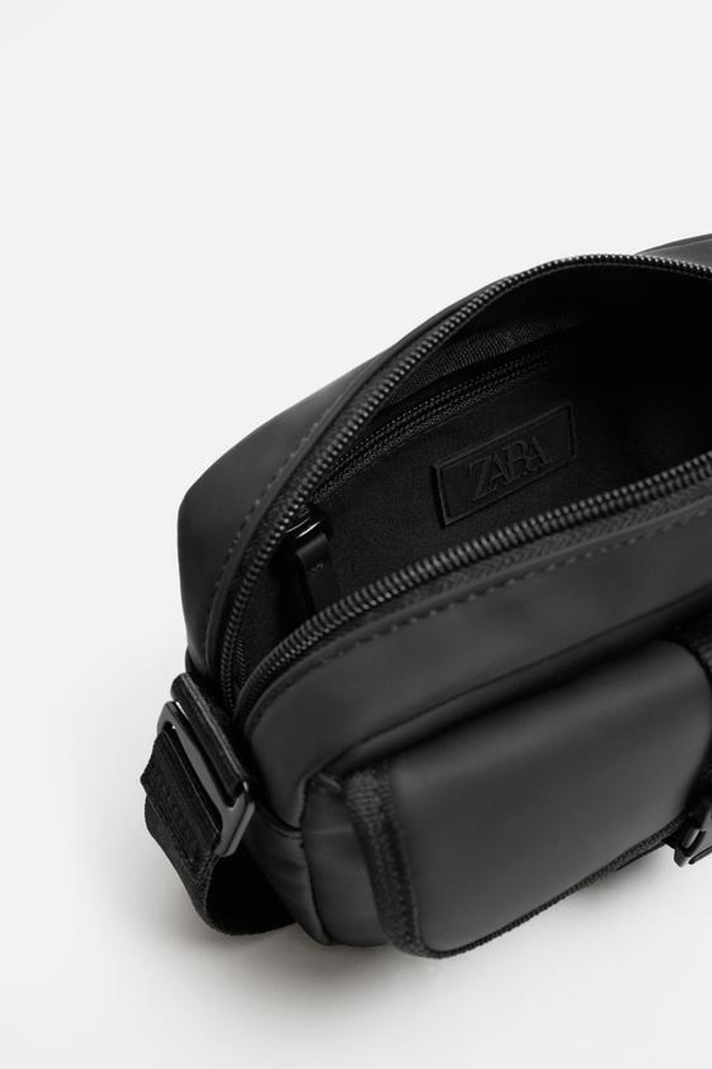 ZARA ПРОРЕЗИНЕННАЯ СУМКА, ЧЕРНЫЙ