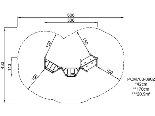 Двойное место встречи со скамейкой