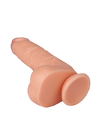 Реалистичный фаллоимитатор телесного цвета с мошонкой на присоске (Цвет: телесный)