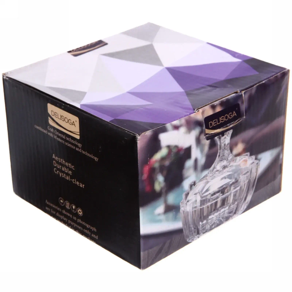 Сахарница стеклянная 250мл «Ажур» 12*11,5см полоски