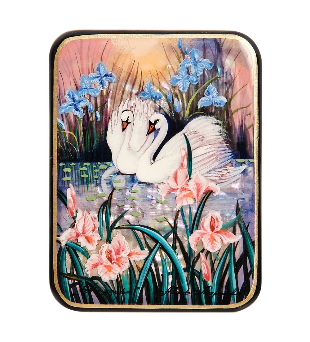 Народные промыслы ШК-55/169 Шкатулка «Лебеди» исп. Маркова