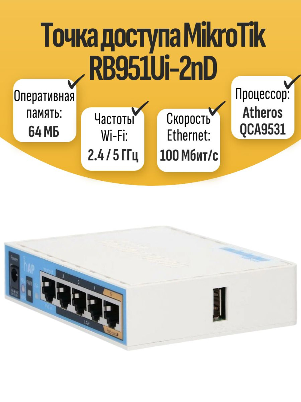 Точка доступа MikroTik RB951Ui-2nD