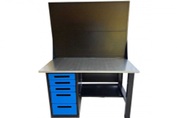 Верстак GWT-V1400BL5 Great Wolf - однотумбовый, 5 ящиков, с двумя экранами, синий 1400x700мм