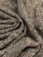 Шерсть с альпакой и п/а пальтовая Ferla бело-коричневая елочка