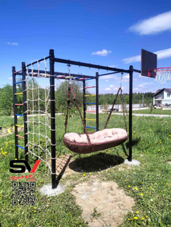 Монтаж уличной шведской стенки Sv Sport Рукоход (6 вертикальных столбов)