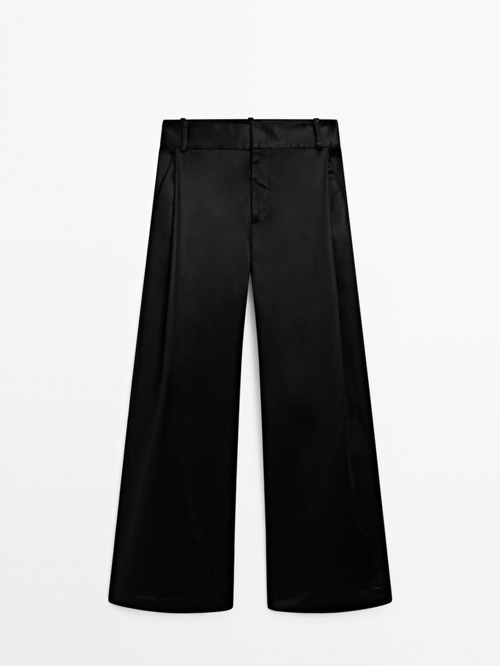 Massimo Dutti Брюки прямого кроя с яркими деталями - Studio, черный