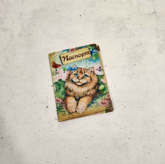 Обложка для паспорта "Чеширская кошка" с металическими углами
