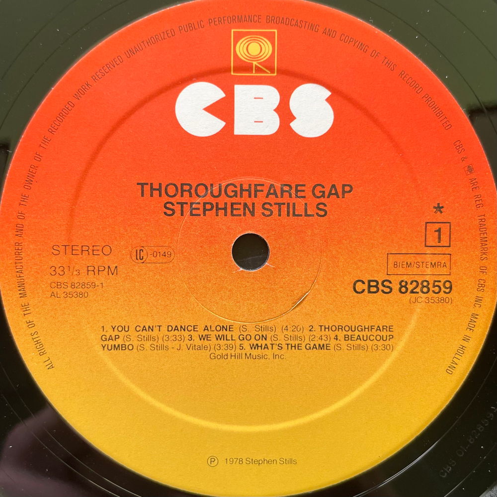 Stephen Stills ‎– Thoroughfare Gap (Голландия 1978г.)