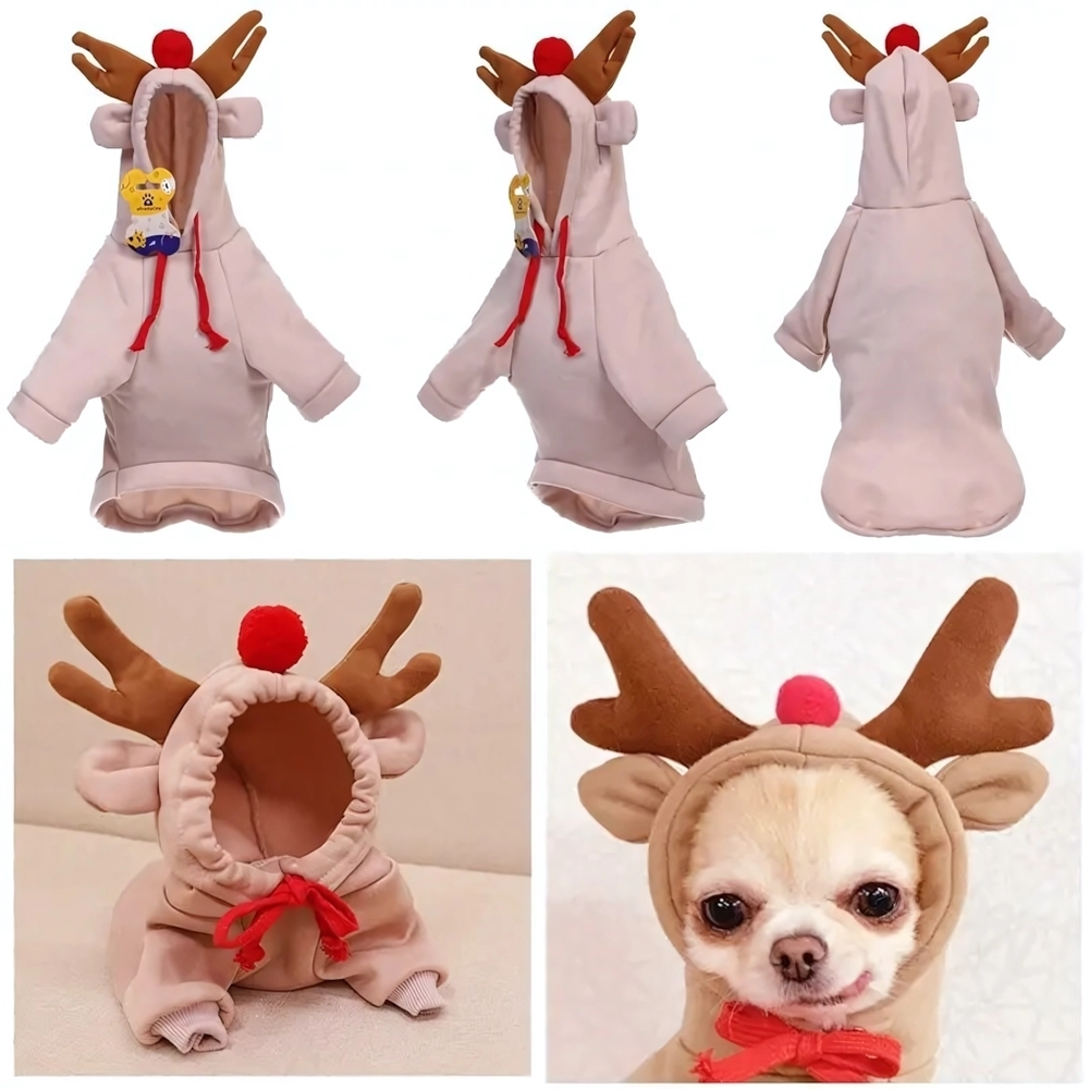 Кофта-толстовка для собаки «Wonderful style-Олень Рудольф» с капюшоном, размер M (44*30см) Ultramarine