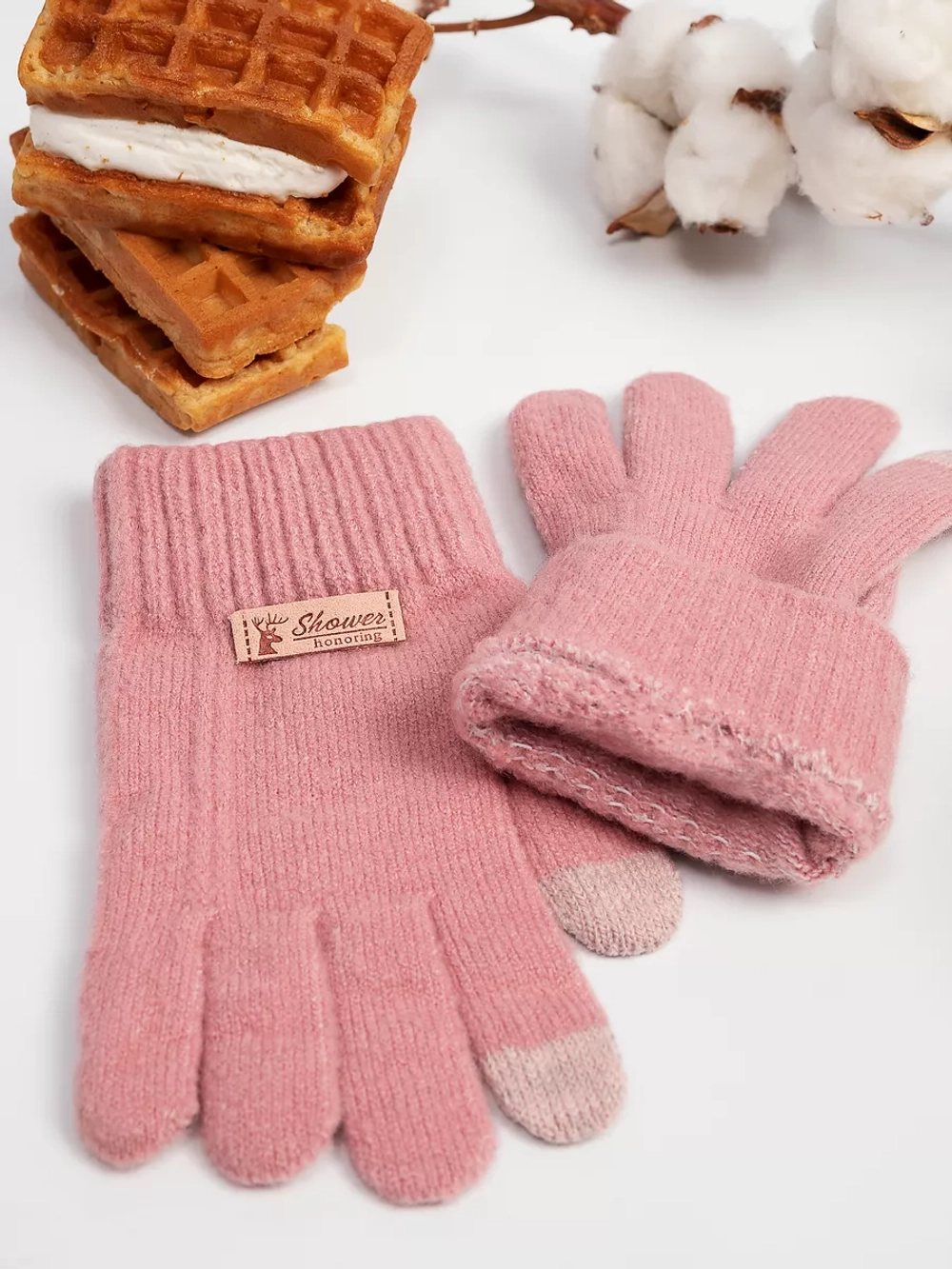 Перчатки тёплые сенсорные для смартфона вязаные