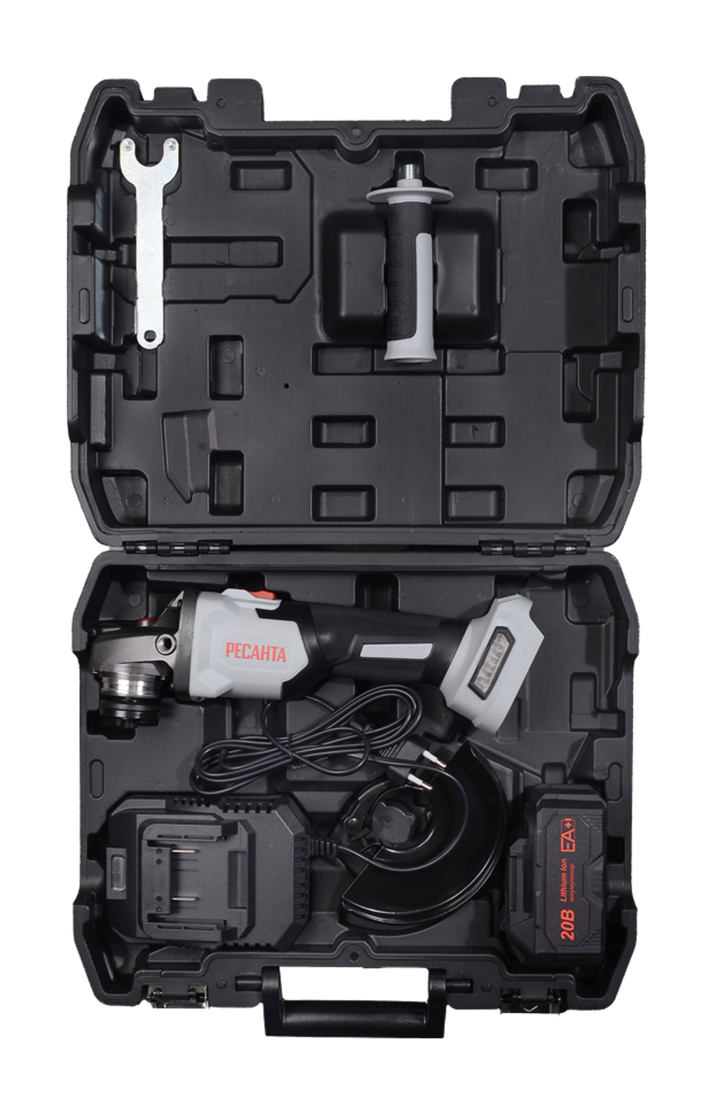 Углошлифовальная машина аккумуляторная Ресанта АУШМ-125/20Li-R (в комплекте 1 АКБ и ЗУ) ЕА+ в кейсе