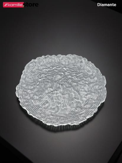 Блюдо фигурное круглое 26 см. из стекла Diamante