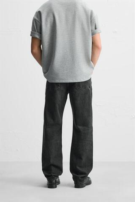 ZARA ДЖИНСЫ STRAIGHT-LEG, УГОЛЬНЫЙ