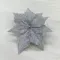 Декоративный цветок Пуансеттия 30 см., серебро с блестками, на клипсе, Christmas DeLuxe (87135)
