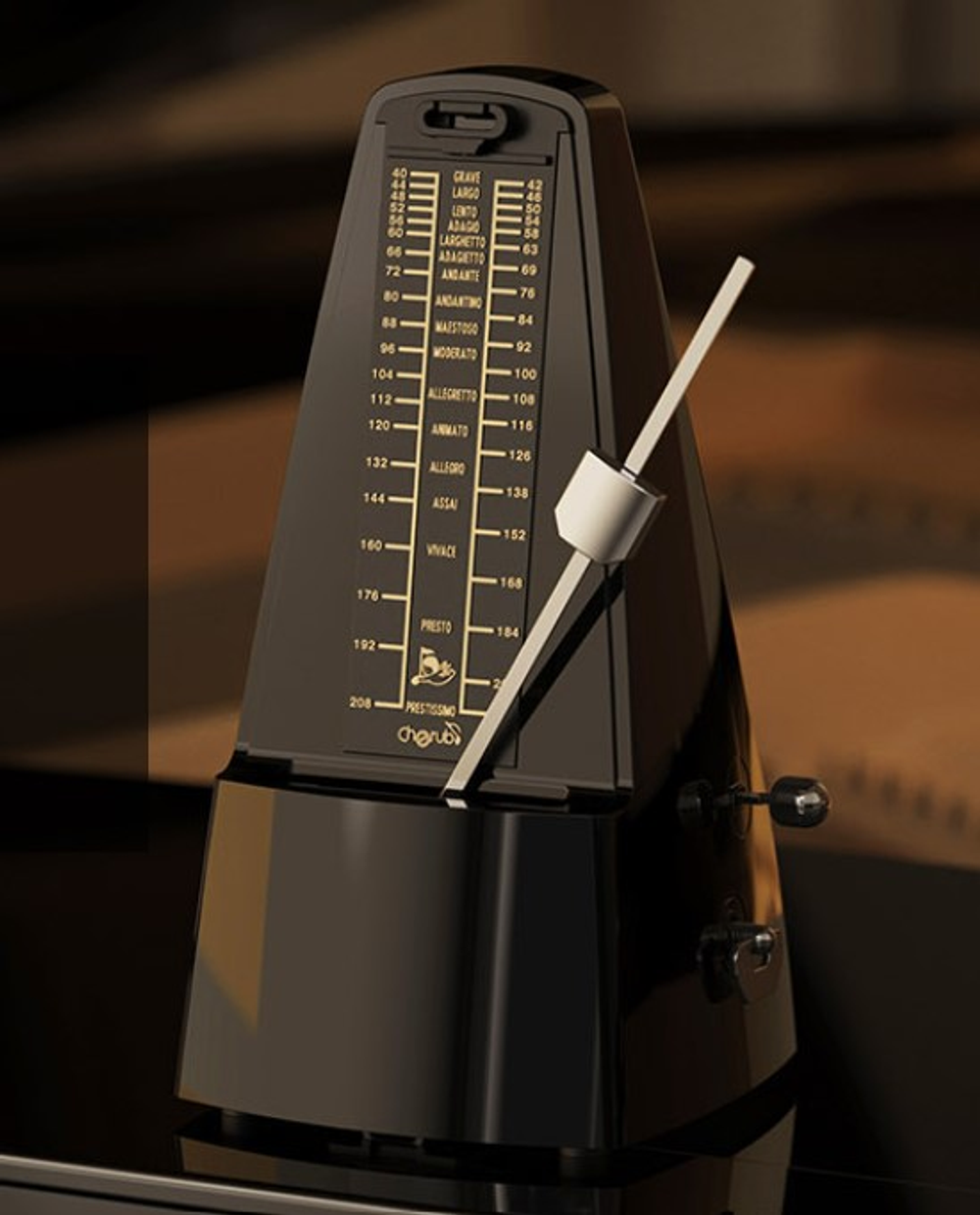 Cherub WSM-305-BK Метроном механический, черный. Размеры: 103 х 118 х 208 мм. Вес: 405 г. Цвет: черный.