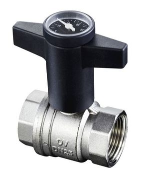 Кран шаровый Oventrop Optibal 1/2" ВВ арт. 1078004 с термометром маховик пластмассовый
