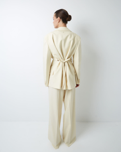 Жакет на пояске из шерсти белый шоколад