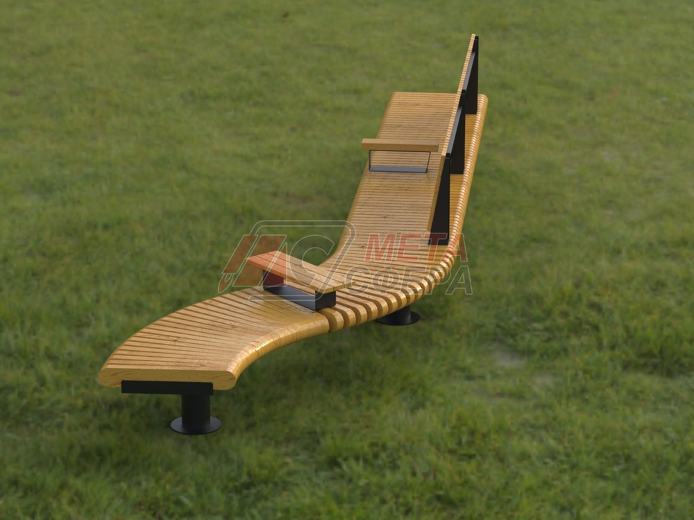 Скамейка Rail Road 01 двойная с подлокотниками и поворотом