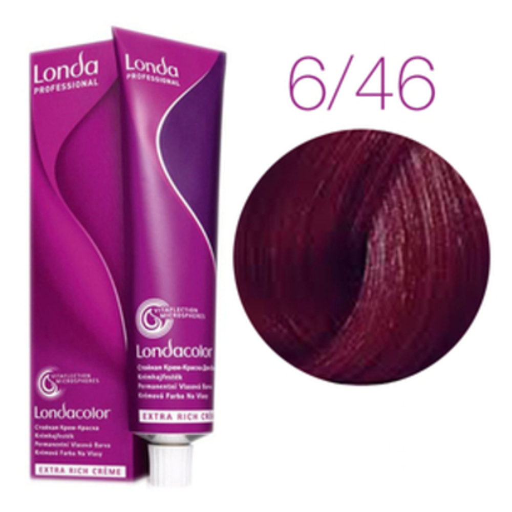 Londa Color стойкая крем-краска, 6/46 темный блонд медно-фиолетовый micro reds, 60мл