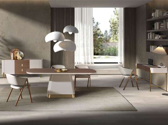 Письменный стол 7186  из ореха и серого лакированного дерева