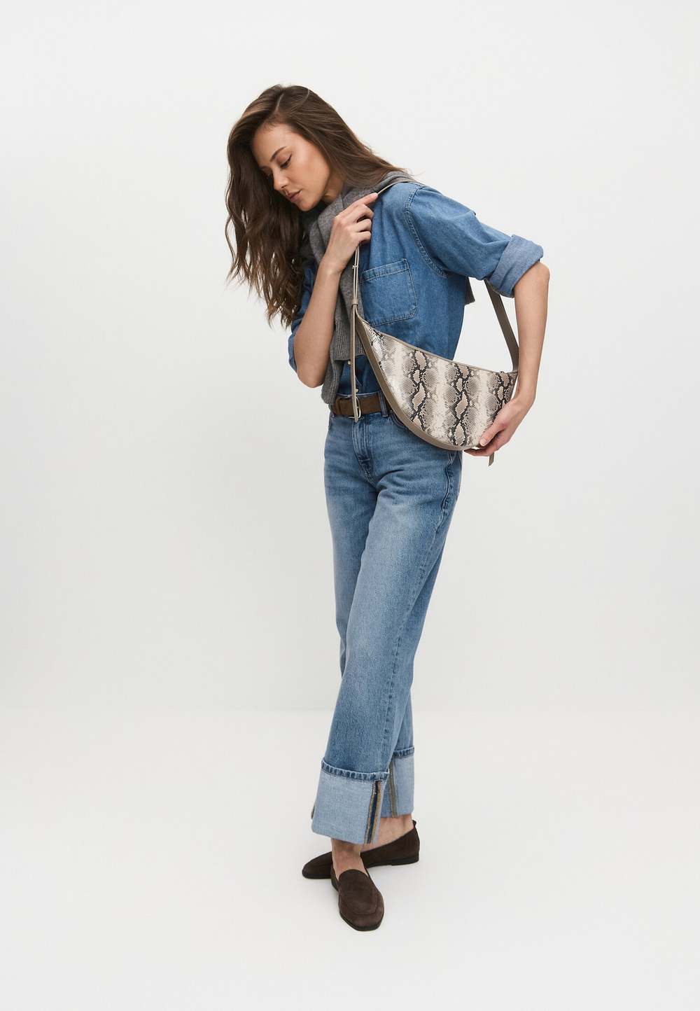 Кроссбоди VALENTINA питон белый