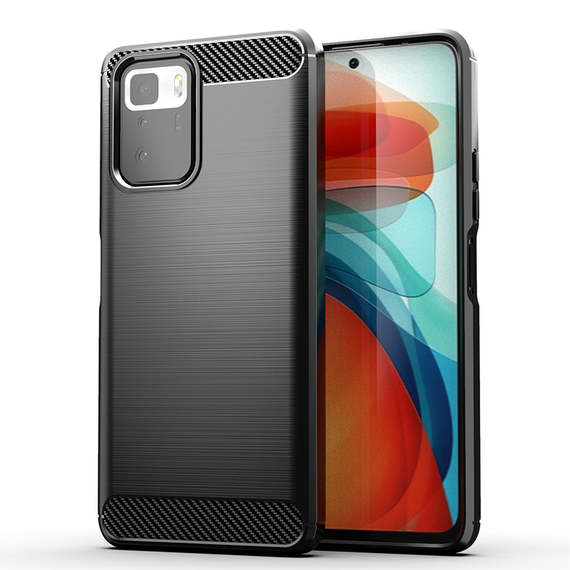 Чехол защитный черного цвета на Xiaomi Poco X3 GT и Redmi note 10 Pro 5G, серия Carbon от Caseport