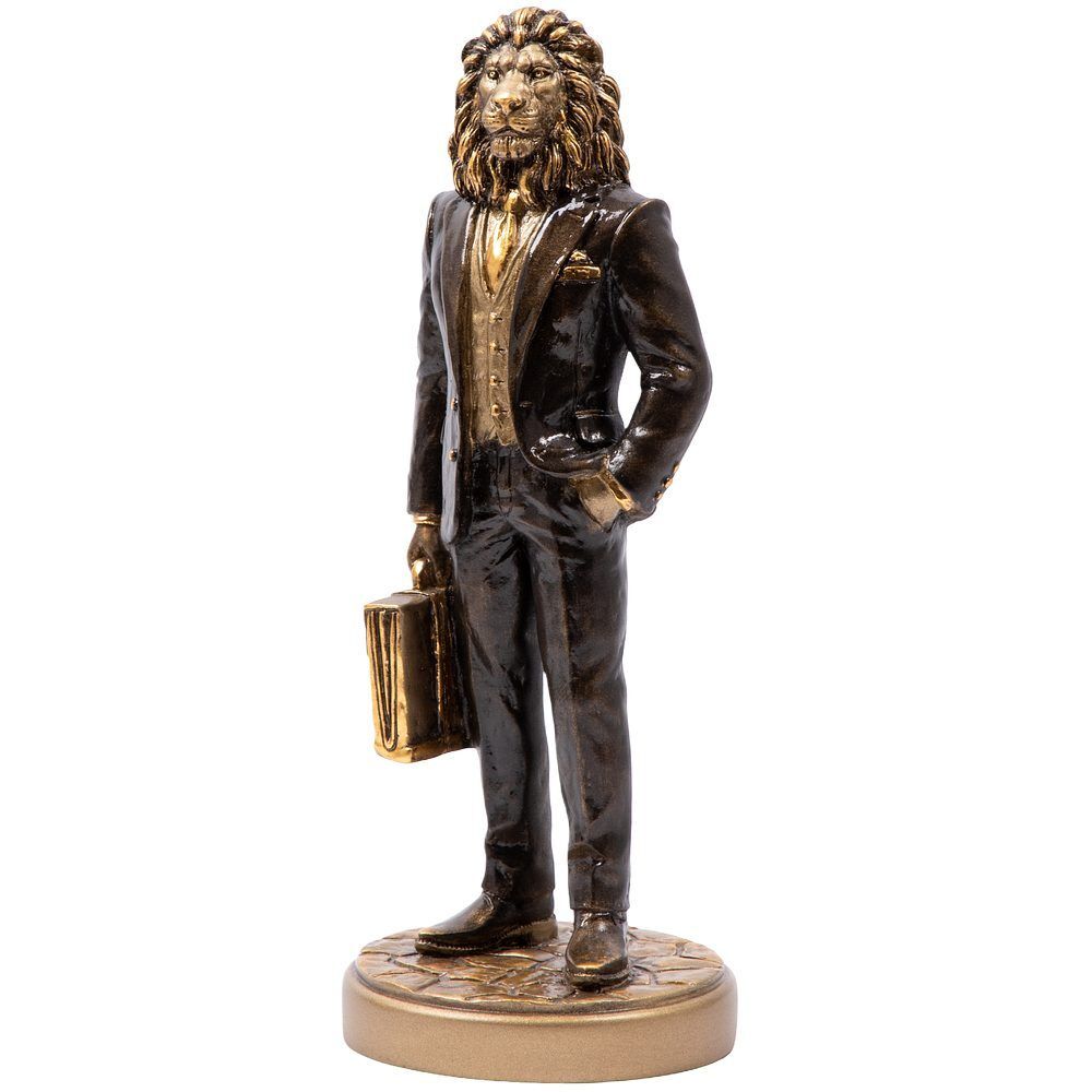 Скульптура Лев Бизнесмен Бронза Коричневый