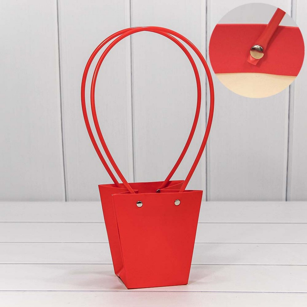 Пакет подарочный 12.5х12х8см Ваза для цветов (Красный)