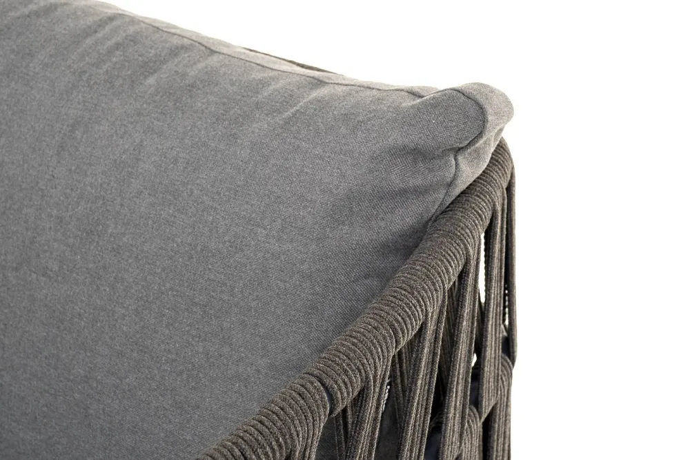 "Диего" лаунж-зона 4-местная плетеная из роупа (веревки), каркас алюминиевый темно-серый, роуп темно-серый