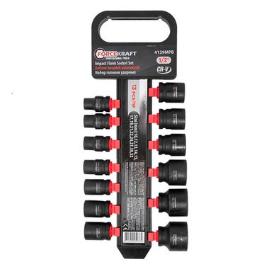 Набор головок ударных 13пр.,1/2''(10, 12-15, 17, 19, 21, 22, 24, 27, 30, 32мм), на пластиковом держателе FORCEKRAFT FK-4139MPB