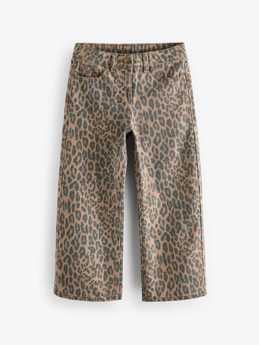 Джинсы широкие для девочки Next B83-530, Коричневый