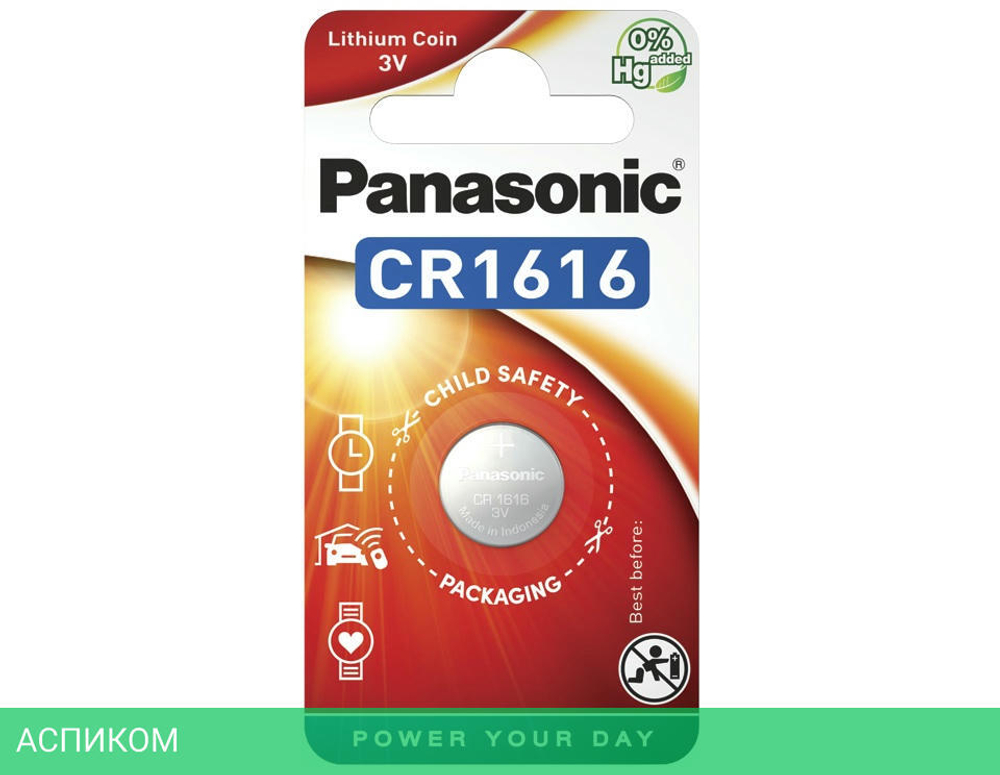 Батарейка Panasonic Lithium CR1616 BL1 (CR-1616EL/1B)