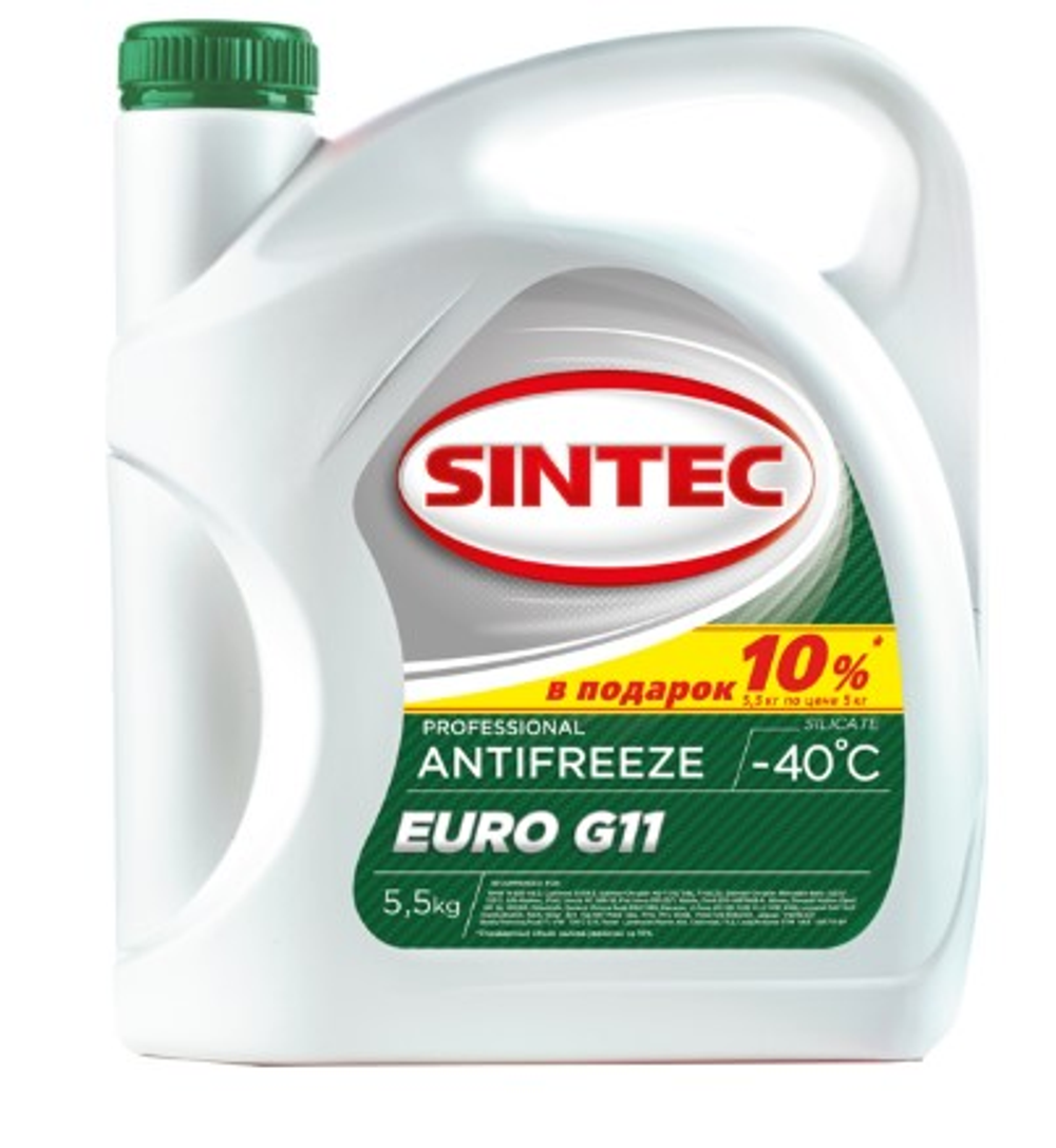 Антифриз Sintec Euro G11, зеленый, 5,5 кг