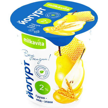 Йогурт Milkavita Груша-мед-злаки 2% 300 гр