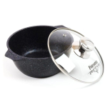 Кастрюля алюминий, антиприг, 4 л, с крыш, крышка стекло, кругл, Мечта, Гранит star, 44803, сер