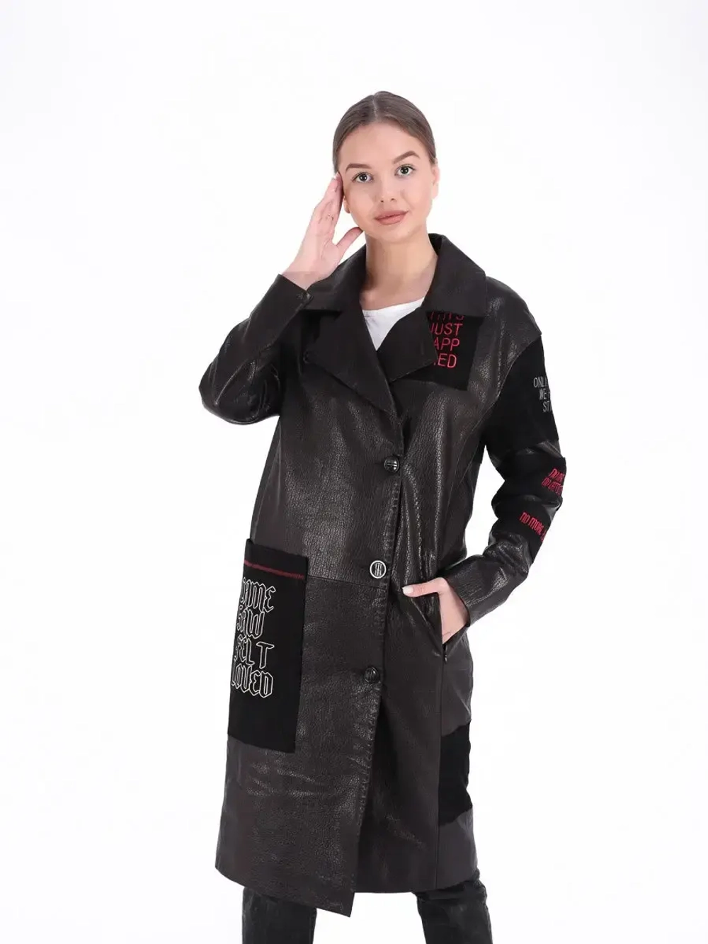 Кожаный плащ пальто осеннее из натуральной кожи и замши