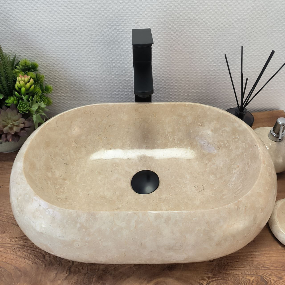 Раковина из мрамора Oval Donat Cream OM-63046 55*38*15 31