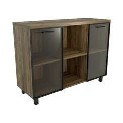 Тумба многофункциональная со стеклом ПРЕЗИДЕНТ-PRO BLACK ПР504 1200х450х900