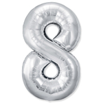 Шар фольгированный Цифра 8 101 см (Серебряный)